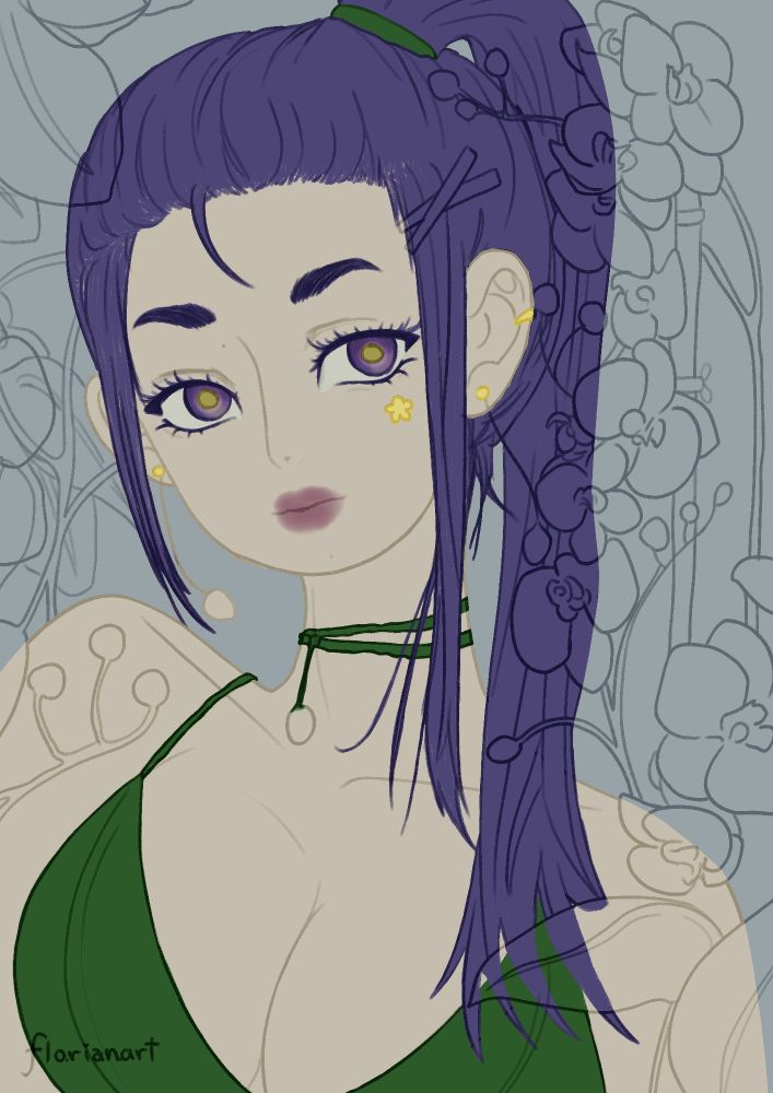 Flat colors are displayed here, the orchids are still uncovered