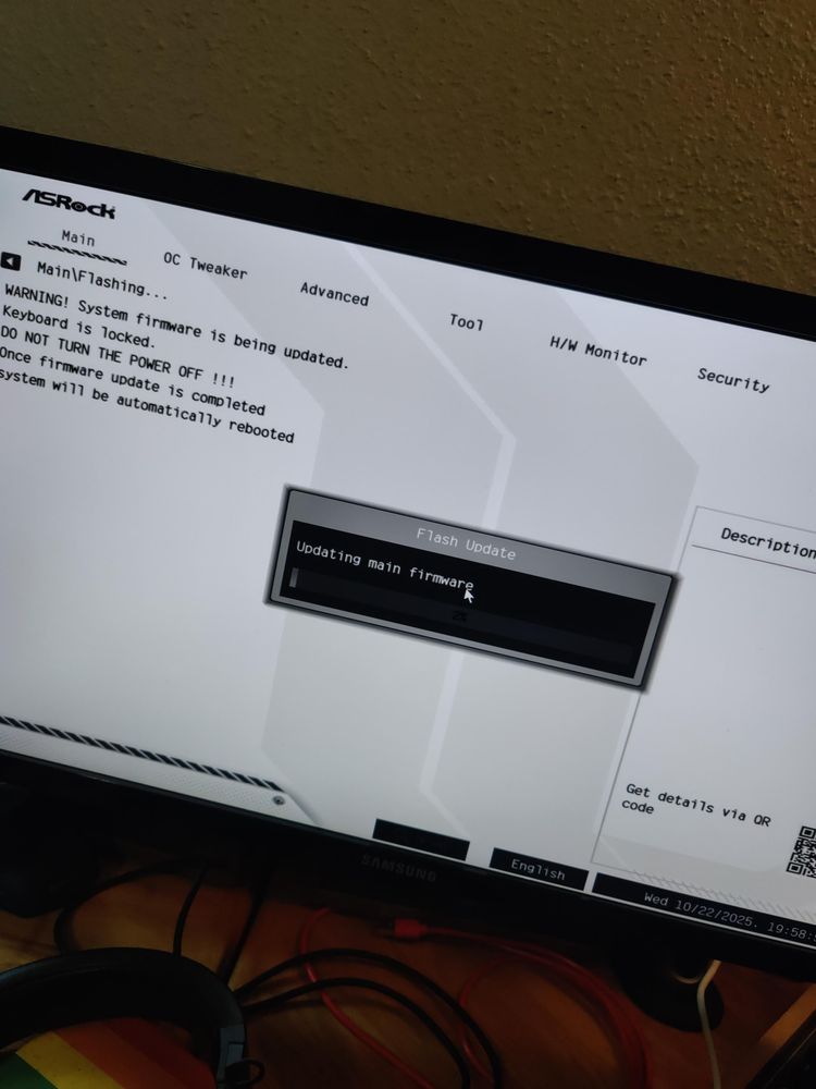 An ASRock firmware update dialog 