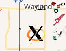 The "X" window manager logo, drawn in a city named Wayland.