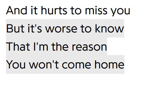 Lyrics from Ethel Cain's "A House in Nebraska"
And it hurts to miss you
But it's worse to know
That I'm the reason
You won't come home