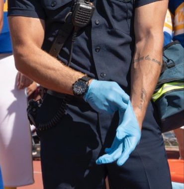 Eddie with gloves on