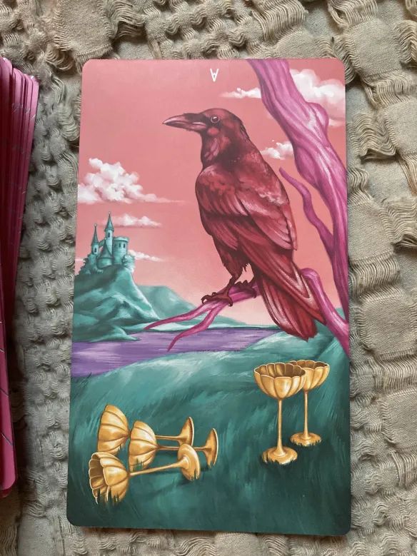 The five of cups card from Zeke's arcana drawn upright.