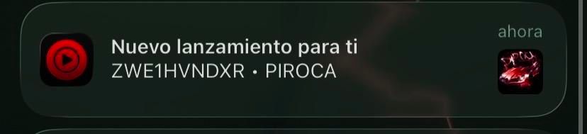 Notificación de nueva música en YouTube Music para un artista llamado ZWE1HVNDXR