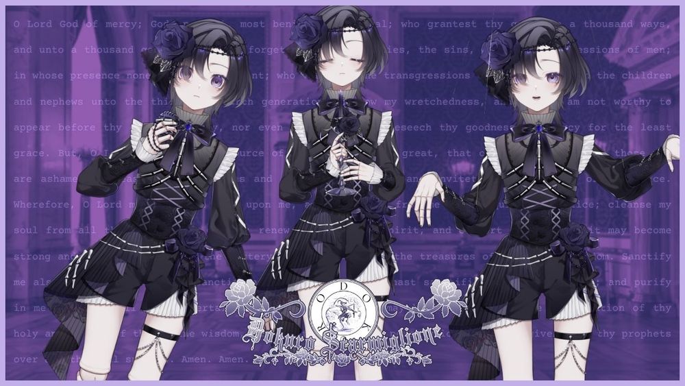 A promotional image showcasing 3 different pictures of Dokuro, standing in front of a purple tinted ballroom with text overlaid.

Left: Dokuro holding a mic
Center: Dokuro holding a candle with his eyes closed
Right: Dokuro on puppet strings