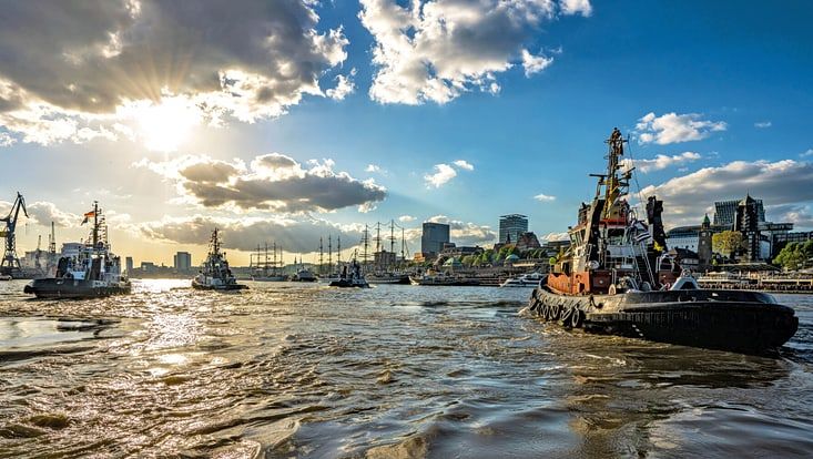 Tugboats on the river Elbe