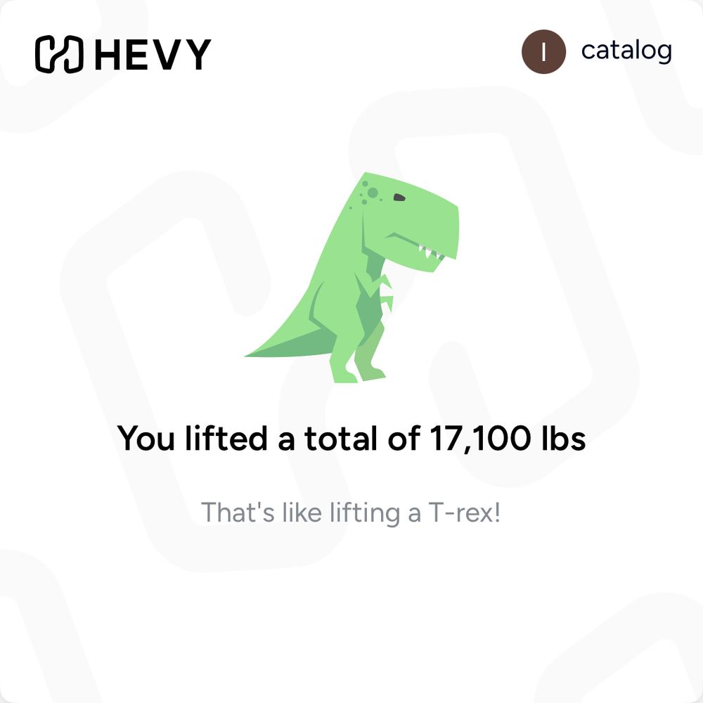 COHEVY catalog You lifted a total of 17,100 lbs That's like lifting a T-rex!