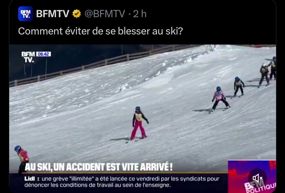 Tweet de bfmtv. Comment éviter de se blesser au ski