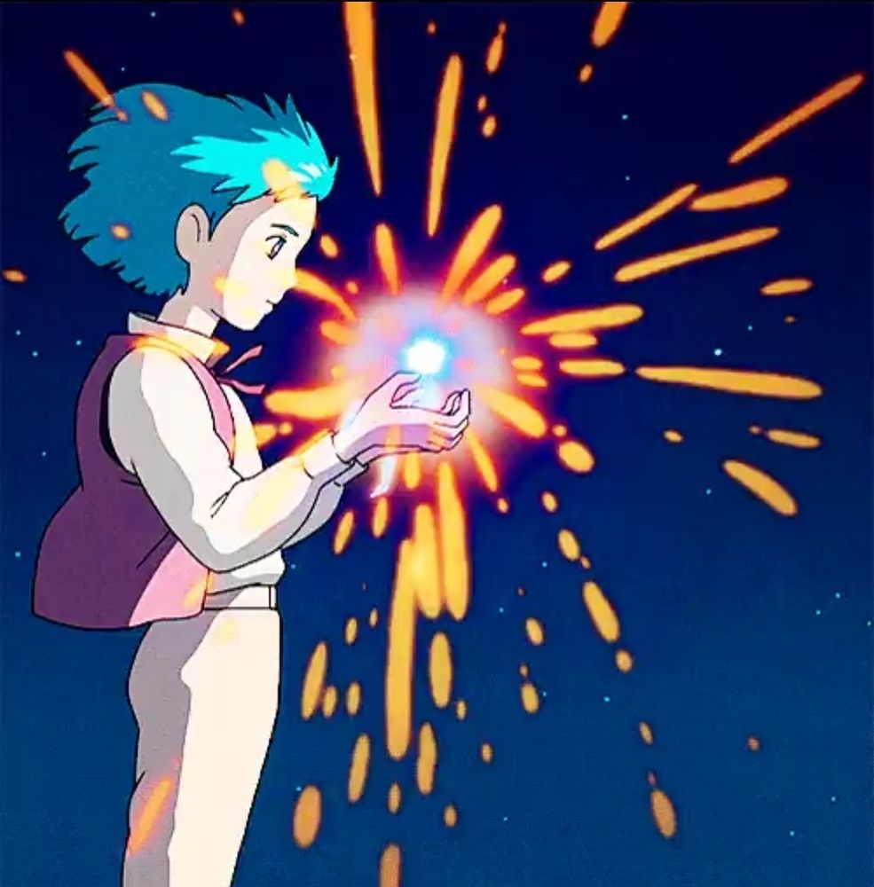 Un personnage tient dans sa main une lumière qui brille