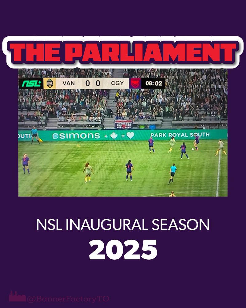 Graphic with long-shot photo showing the parliament banner during the game. 