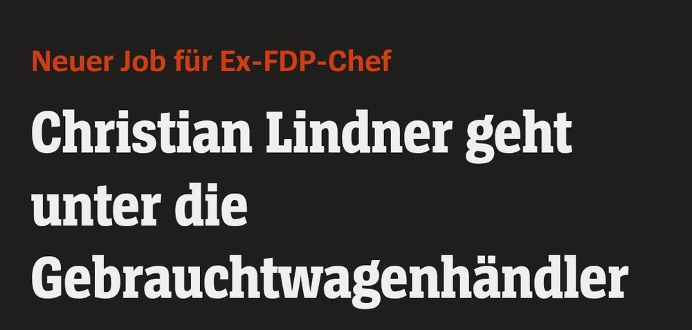 Spiegel Titel:
Christian Lindner geht unter die Gebrauchtwagenhändler