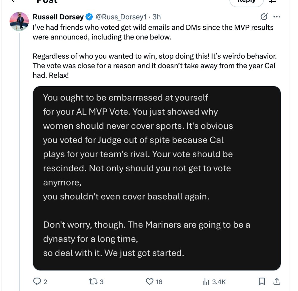 Angry letter to MVP voter complaining about a vote for Judge over Raleigh.