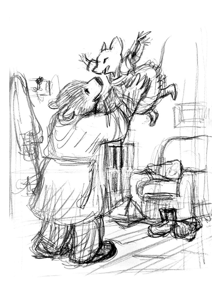 Sketch by Victoria Maderna of the characters Ernest & Celestine by Gabrielle Vincent.