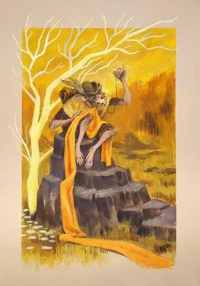 Boc from Elden Ring painted in gouache and watercolor by Victoria Maderna.