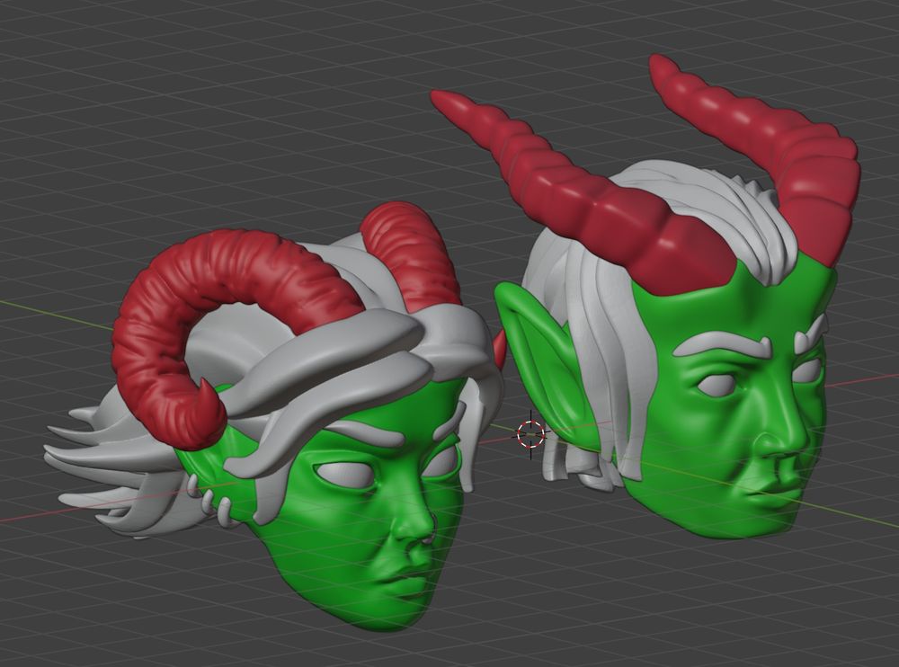 2 Tiefling head CAD models