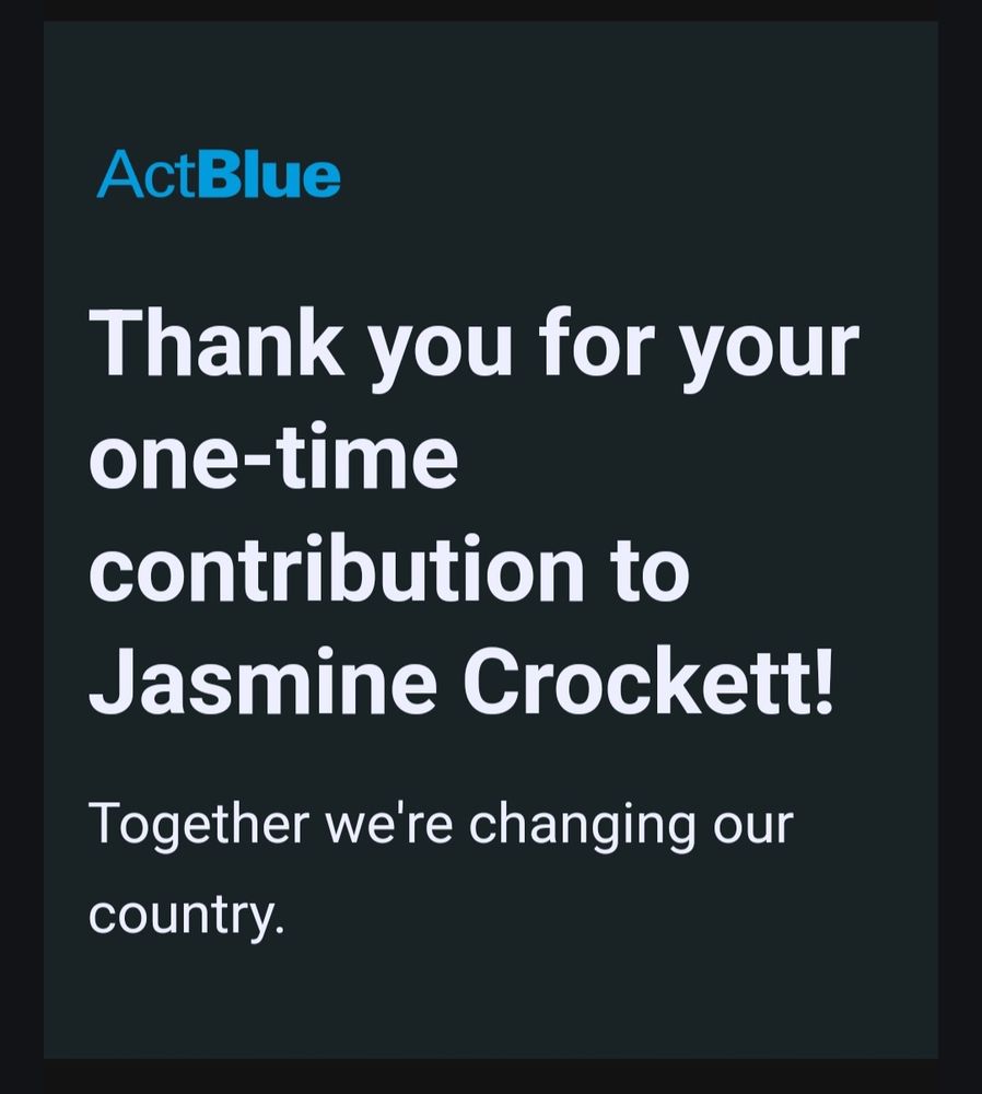 Receipt of donation to Jasmine Crockett.