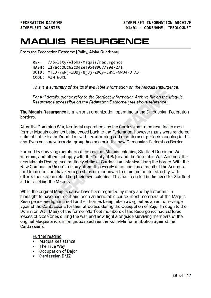 Another article, this time on the Maquis Resurgence.