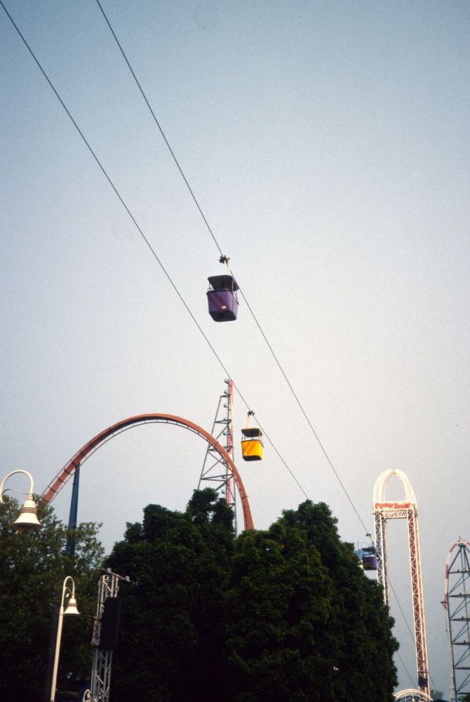 The gondolas shortly before they were shut down due to high winds