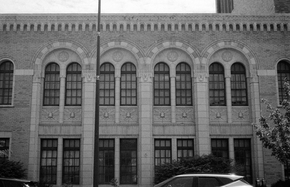 A shot from across the street of the current at&t building, specifically the older original unit in the middle. Note the ornamentation with limestone carved bell designs on the windows.