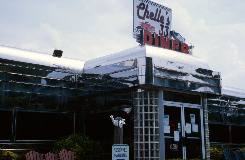 Cute little chromedome diner next to the antique place