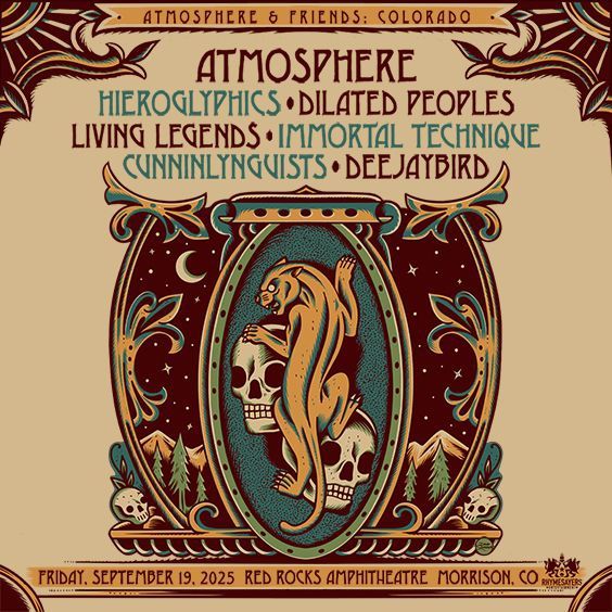 Atmosphere, Hieroglyphics, Dilated Peoples, Living Legends, Immortal Technique, CunninLynguists and DeeJayBird at Red Rocks Amphitheater in Morrison, Colorado on Friday September 19, 2025.