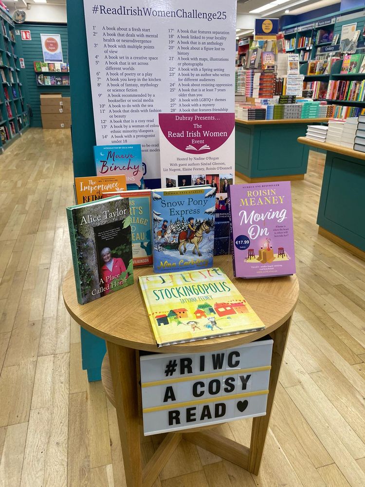 Day 12 #ReadIrishWomenChallenge25 A cosy read

Here are the books we chose @dubraybooks Rathmines 

Quentins by Maeve Binchy
The Importance of Being Aisling by Emer McLysaght & Sarah Breen
Mrs Hart's Marriage Bureau by Sheena Wilkinson 
A Place Called Home by Alice Taylor 
Snow Pony Express by Nina Carbery
Stockingopolis by Tatyana Feeney 
Moving On by Roisín Meaney 

#RIWC25 #cosyreads #booksellerrecommends #bookpost 