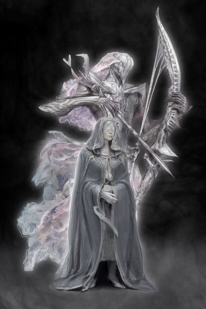 A blind maiden of an ancient lineage with her guardian angel