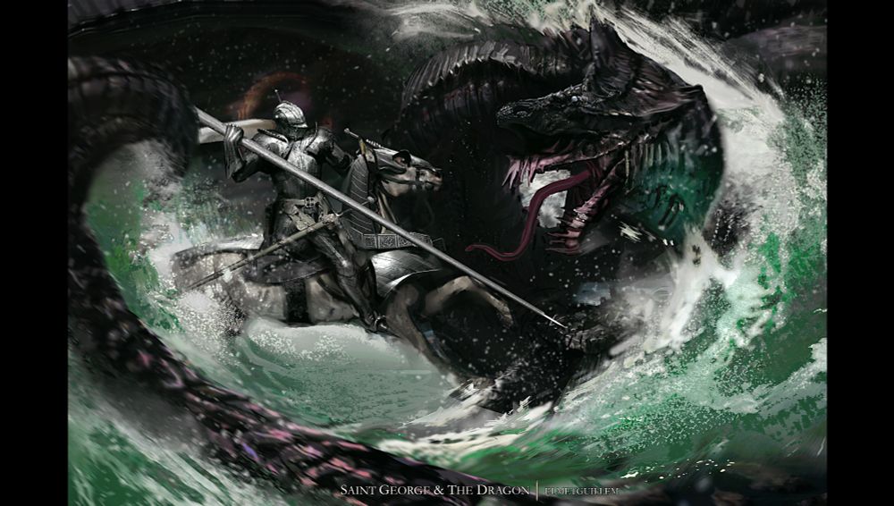 Saint george slays the dragon
