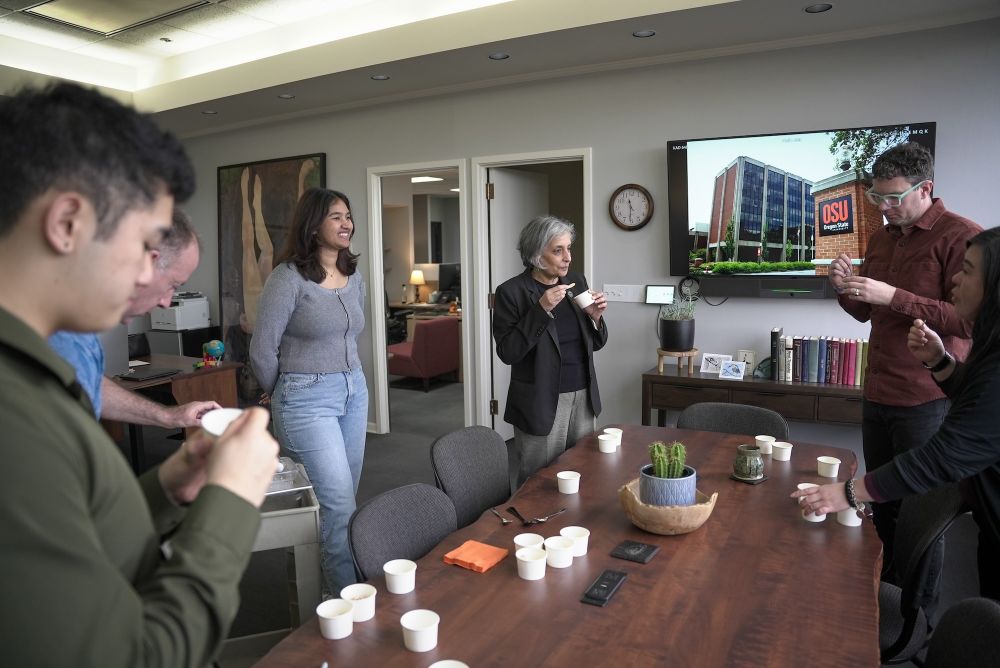 President Murthy and others try different flavors of ice cream.