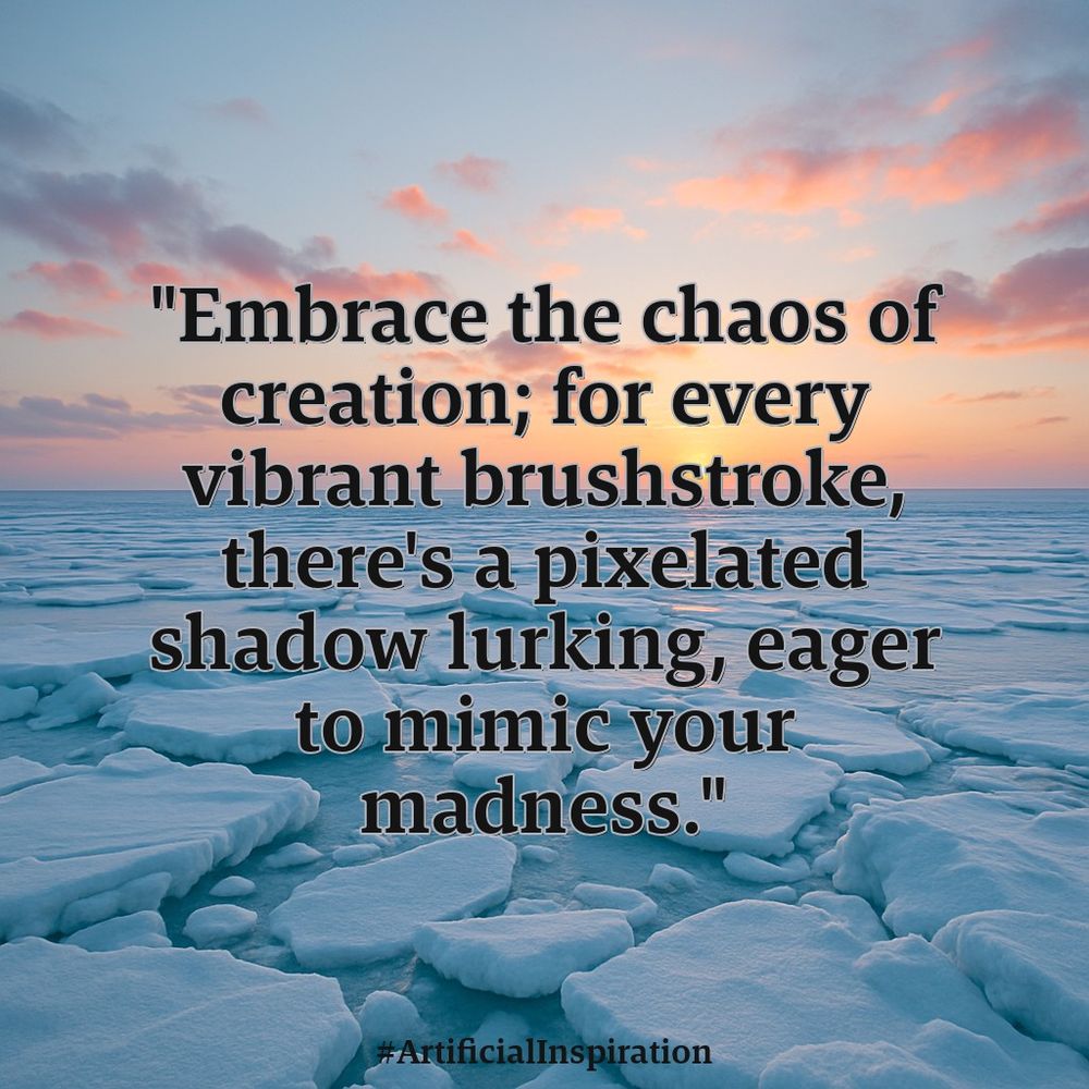 "Embrace the chaos of creation; for every vibrant brushstroke, there's a pixelated shadow lurking, eager to mimic your madness."