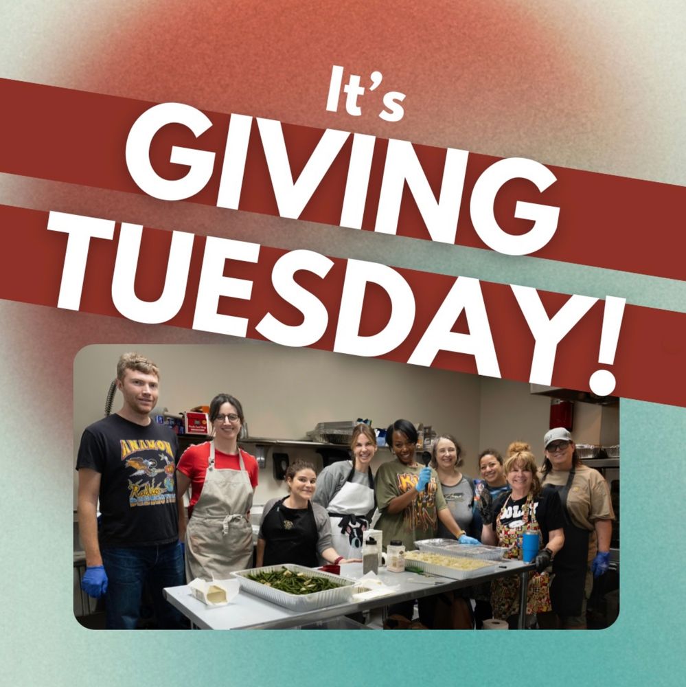 "It's Giving Tuesday" with a photo from our Thanksgiving Community Cooking Event