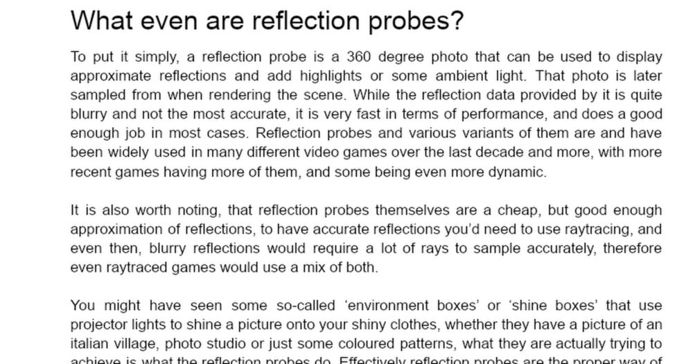 Reflection probes and You