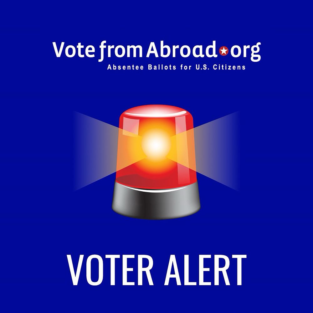 A red siren light flashes on this VoteFromAbroad.org voter alert