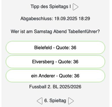 Screenshot des Tipp des Spieltags: Wer ist am Samstag Abend Tabellenführer?