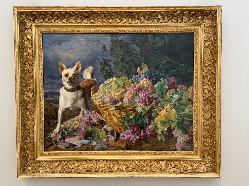 Ferdinand Georg Waldmüller, Dog Guarding a Basket of Grapes (1836). At the Kimbell Art Museum, Fort Worth, Texas.