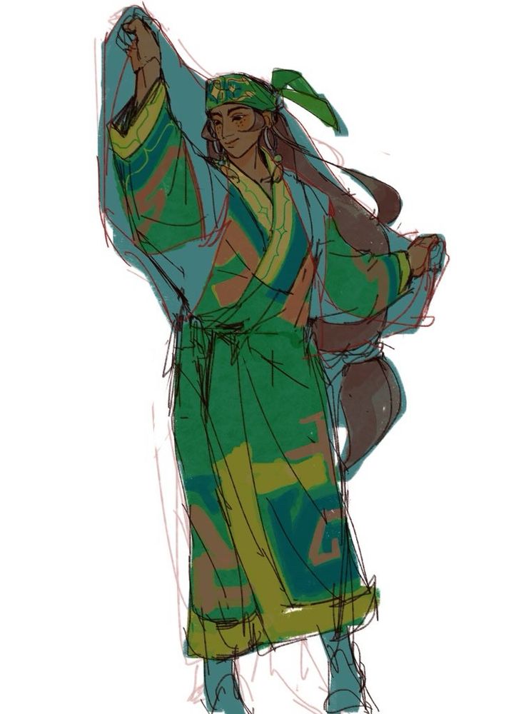 Avatar kyoshi wip in traditional ainu inspired clothing! 