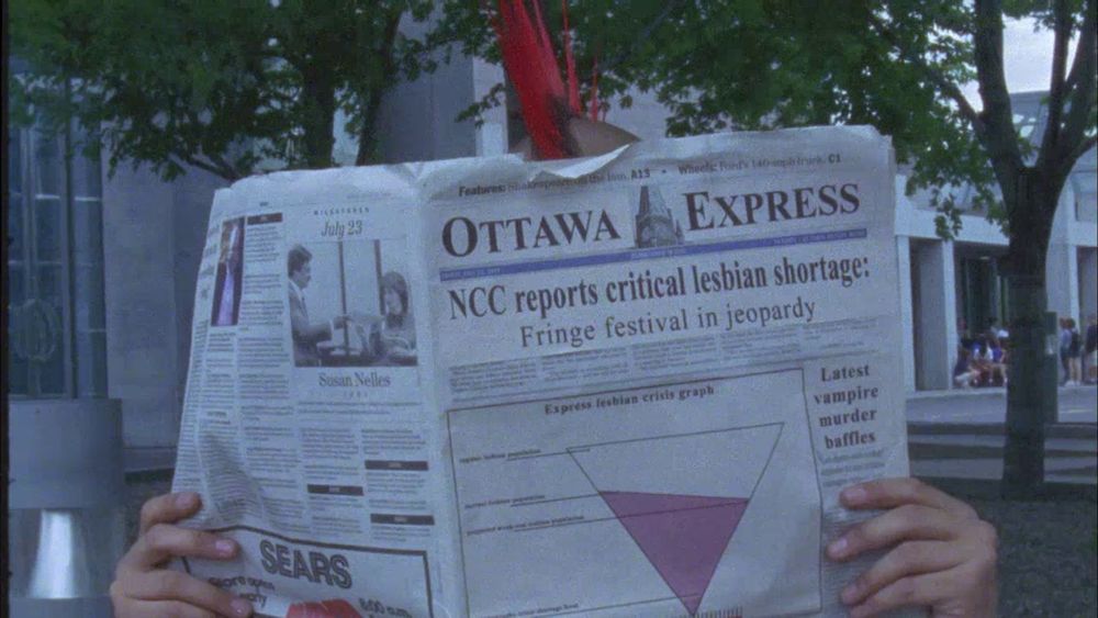 Newspaper headline from the movie Jesus Christ: Vampire Hunter reading, "NCC reports citical lesbian shortage".