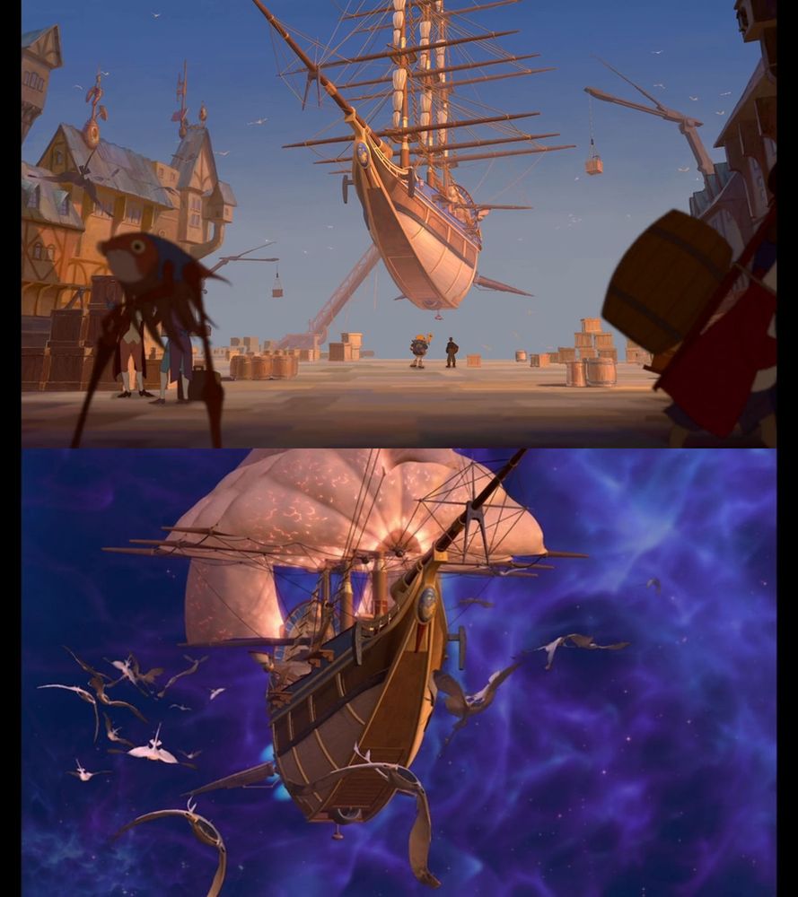 The "space" "ship" from Disney's Treasure Planet
