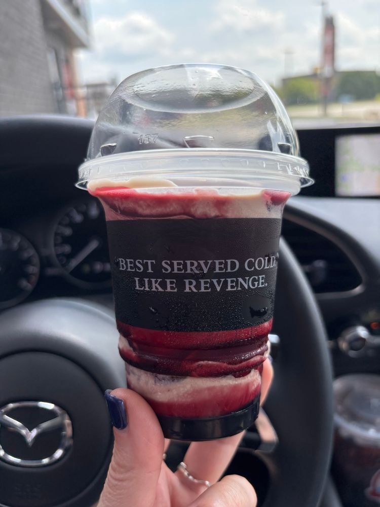 Wendy’s new Wednesday Frosty. The cup says best served cold, like revenge. 