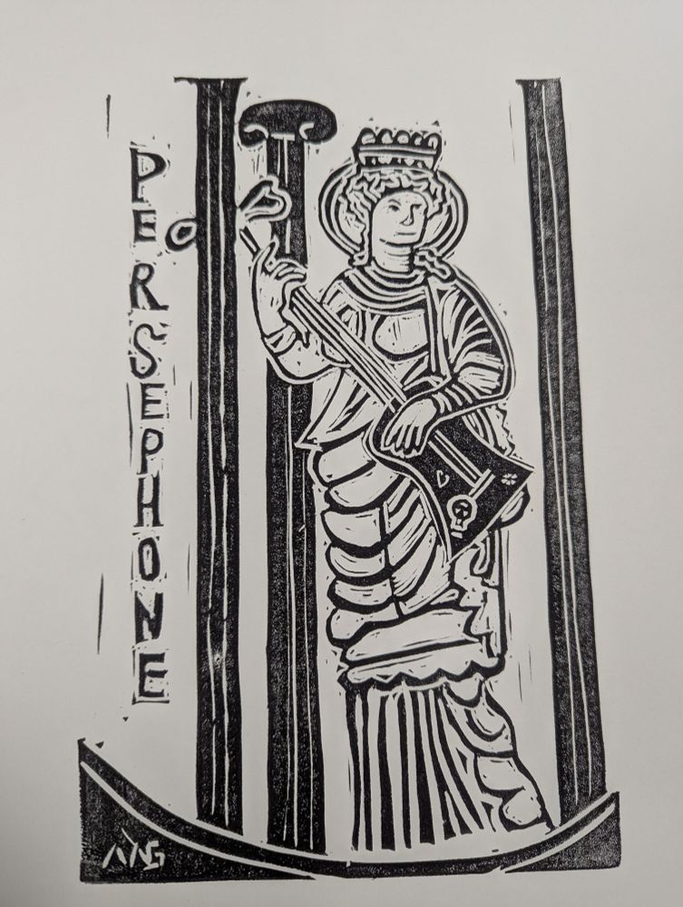 Persephone with an electric guitar. Queen of the underworld 