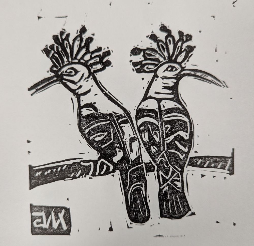 2 hoopoe's in black print 