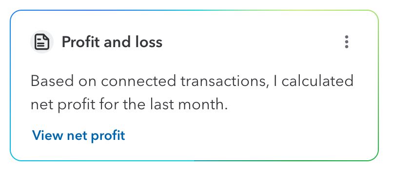 Based on connected transactions, I calculated net profit for the last month.