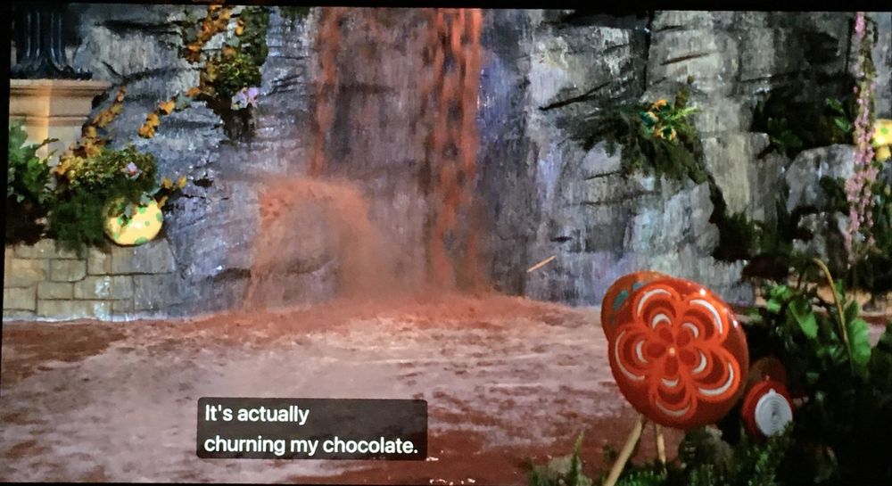 Chocolate waterfall from Charlie and the Chocolate Factory “it’s actually churning my chocolate”