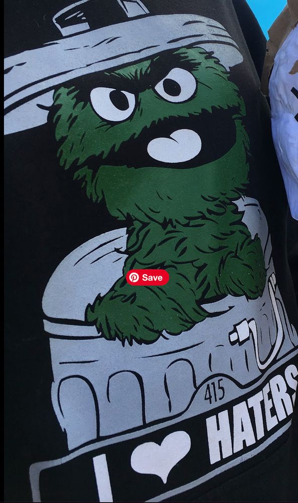 Oscar the grouch on a black sweatshirt with the text I heart haters