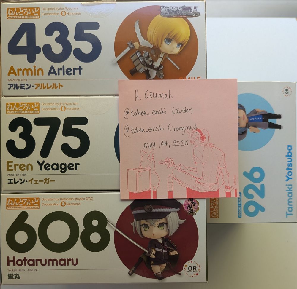 Various nendoroids for sale, with a seller's timestamp.
