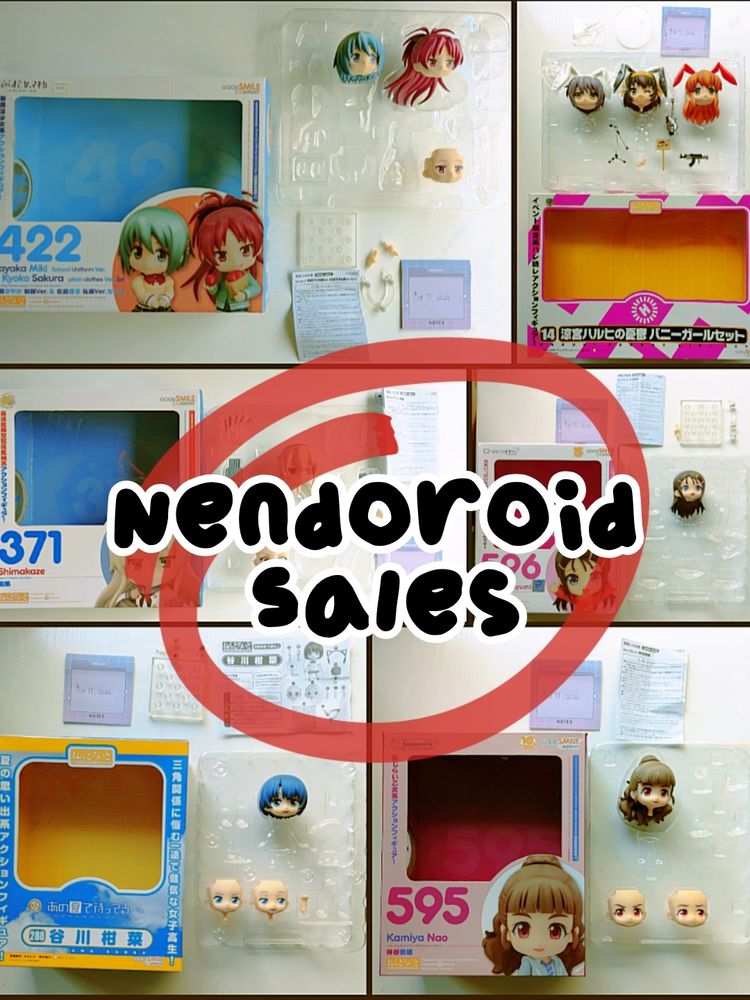An assortment of nendoroid parts for sale.