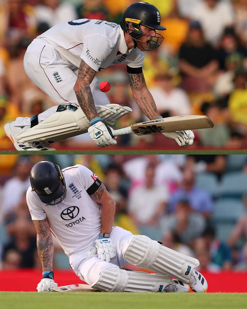 Ben Stokes takes a hit to the groin 