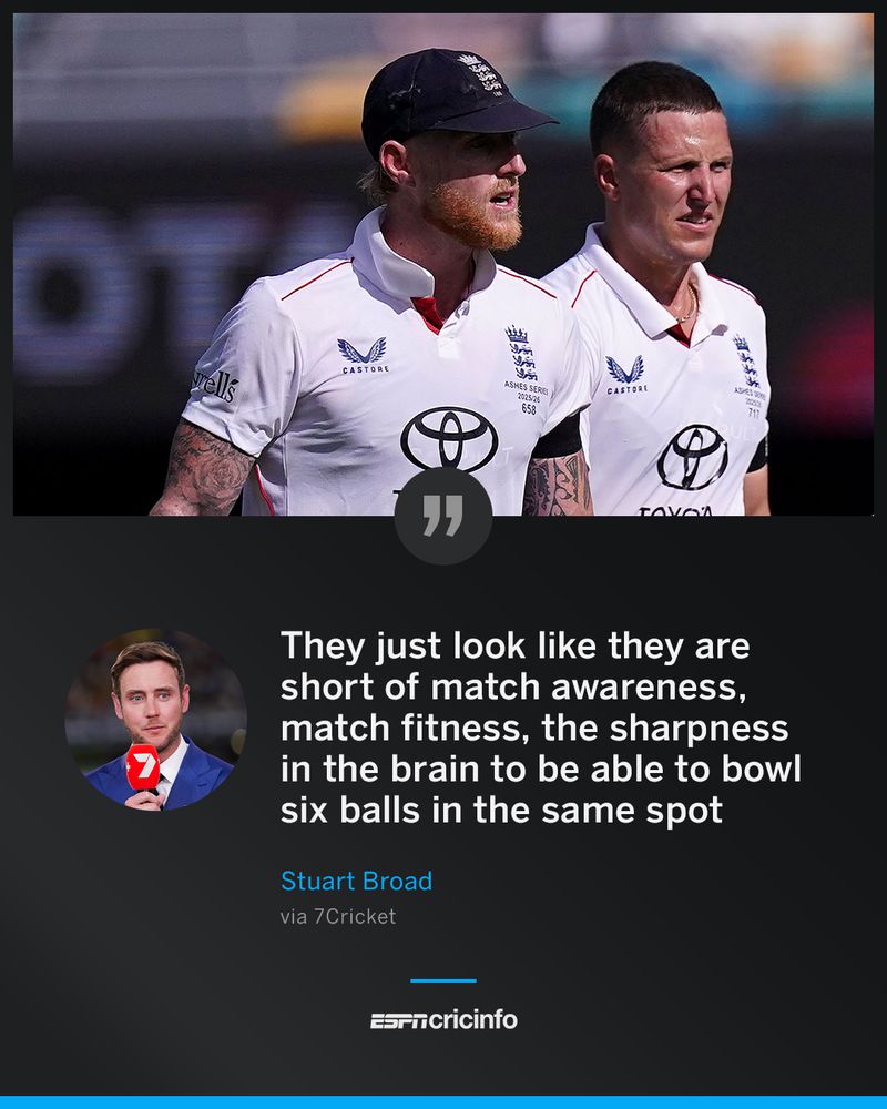 They just look like they are short of match awareness, match fitness, the sharpness in the brain to be able to bowl six balls in the same spot

Stuart Broad