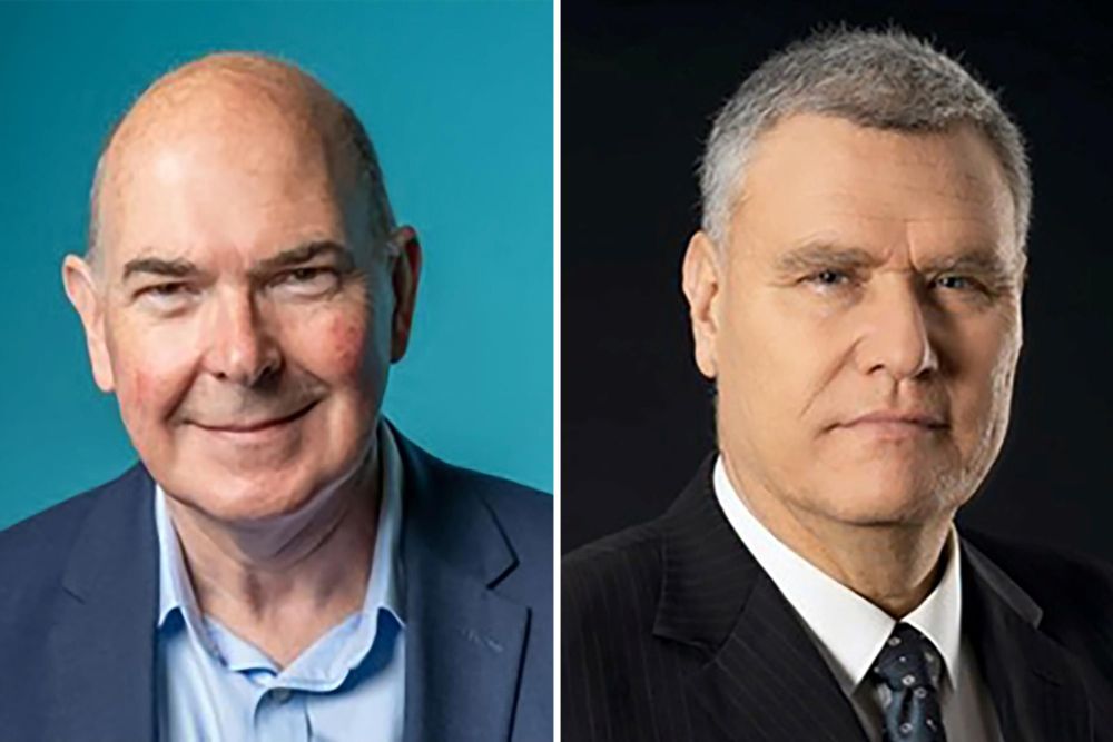 Two head and shoulders portraits of men in suits