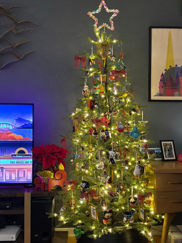 A tree with all Disney ornaments 