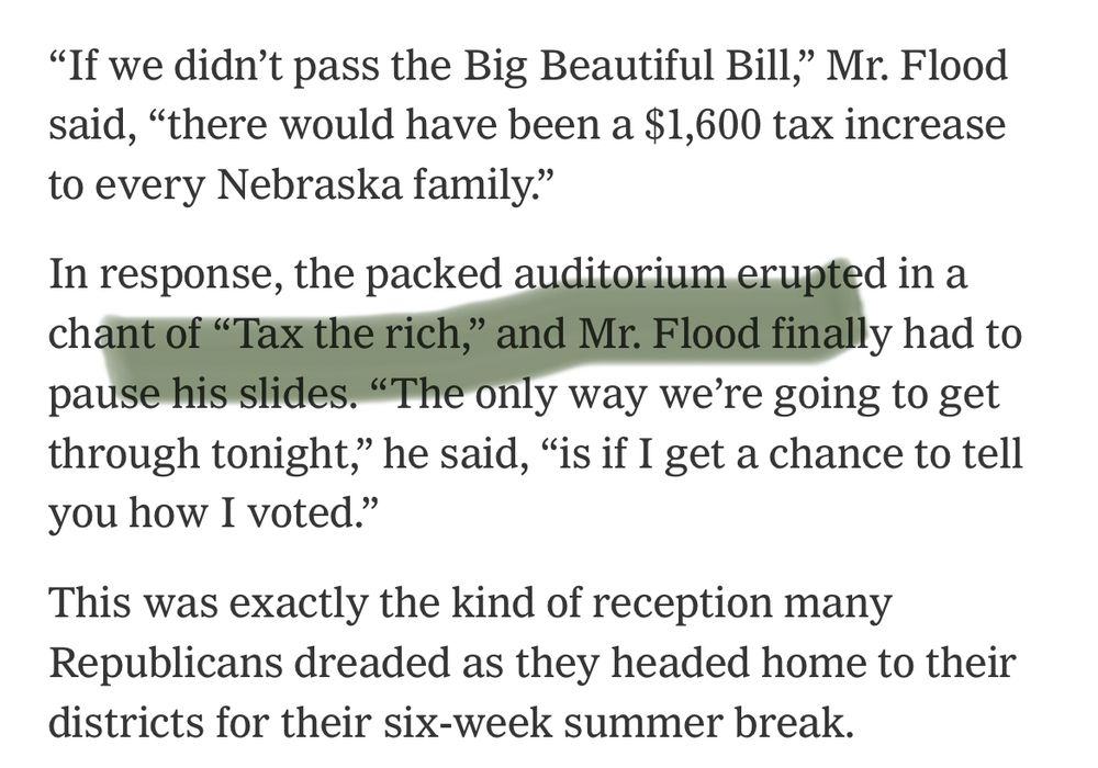 Slogans of “tax the rich” in a town hall by US Rep Flood 
